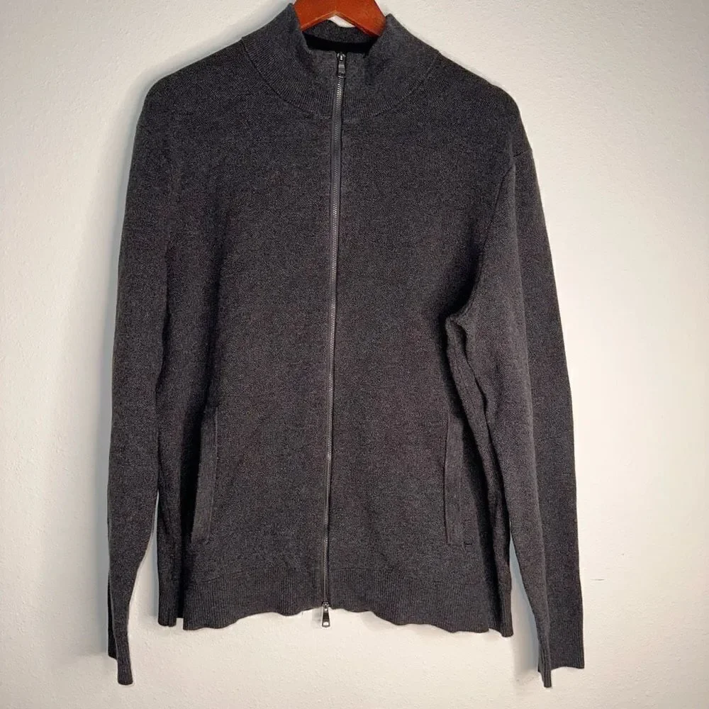 Banana Republic Mens Gray‎ Supima Cotton Full Zip Jacket Knit Modern Minimalist